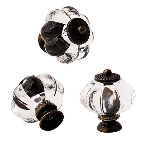 Set of 12 Antique Acrylic Pumpkin Knobs, Handles Pulls for Cabinets, Cupboard Dresser, Drawers, Kitchen Furniture or Kids Room(Crystal)
