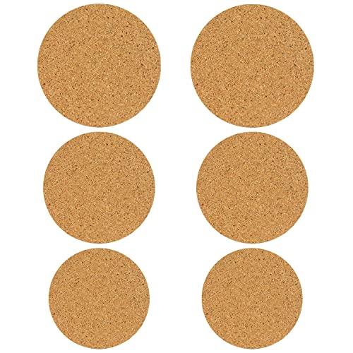 6 Pack Coaster Absorbent Cork Mat,Soft Round Table Cork Board for Hot pads,Pots,Plants,Pans,DIY Crafts,Mugs (12 Inch/ 10 Inch/ 8 Inch)
