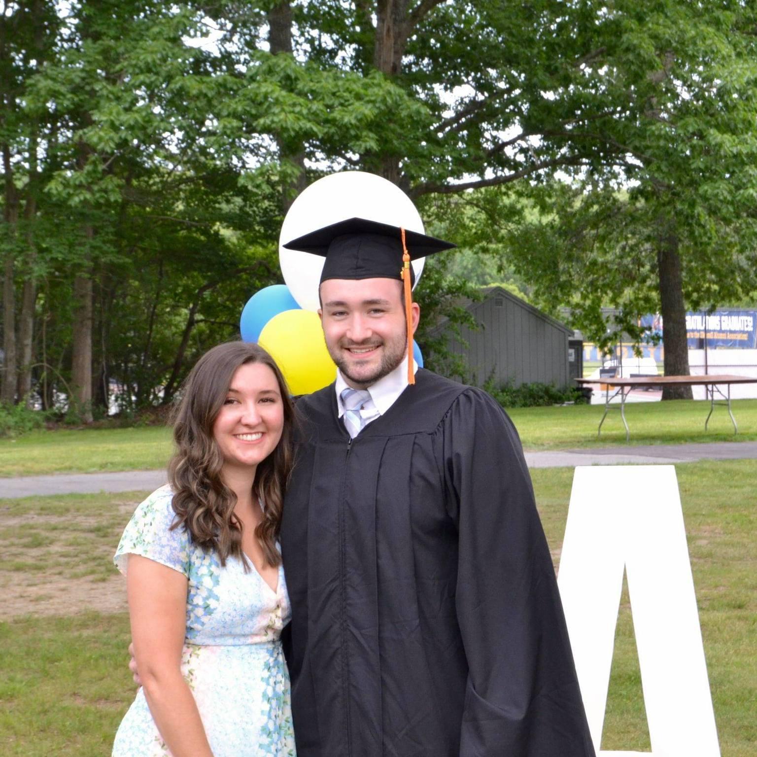 Nick's college graduation. Picture taken in 2021, but Nick graduated during COVID in May, 2020.