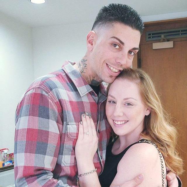 Picking up Gina's engagement ring after getting it sized. She loved it so much she cried!