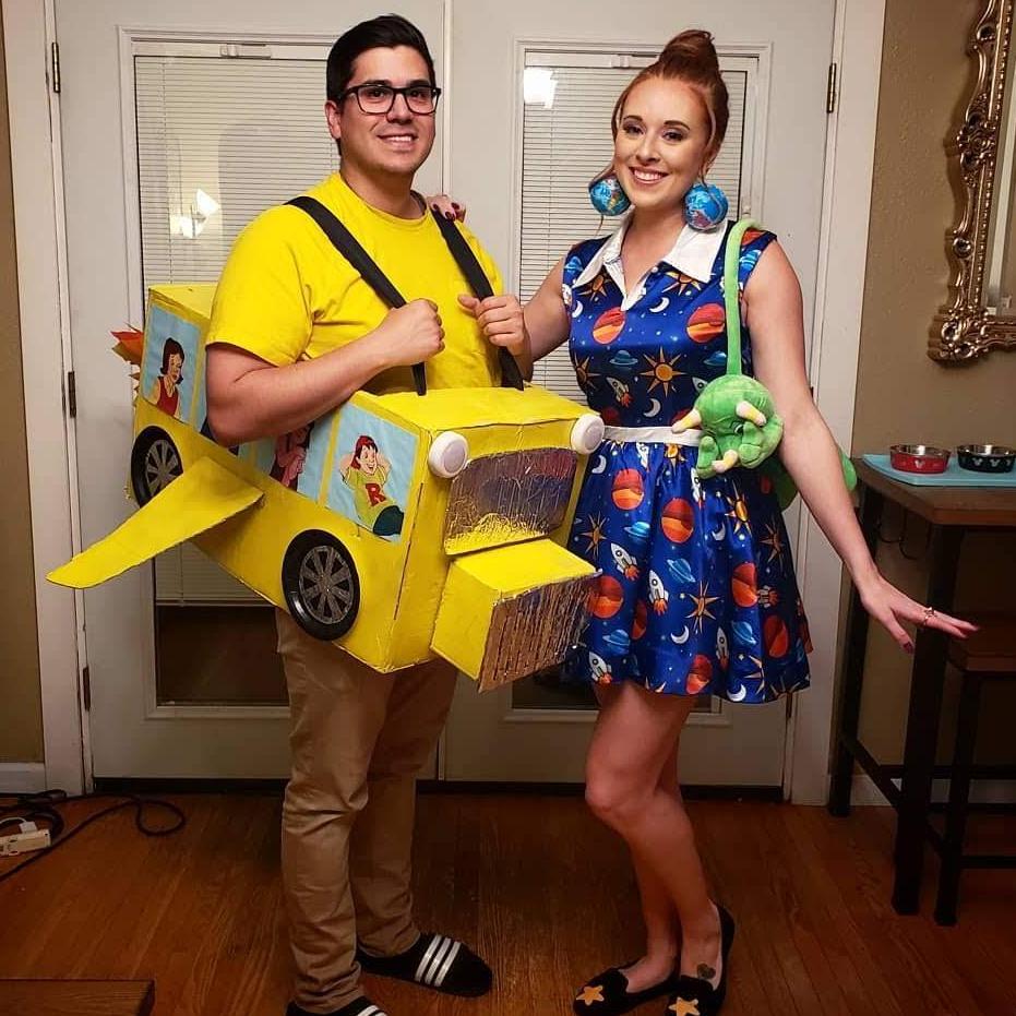 Halloween 2019. I was Ms. Frizzle and Michael was my Magic School Bus.