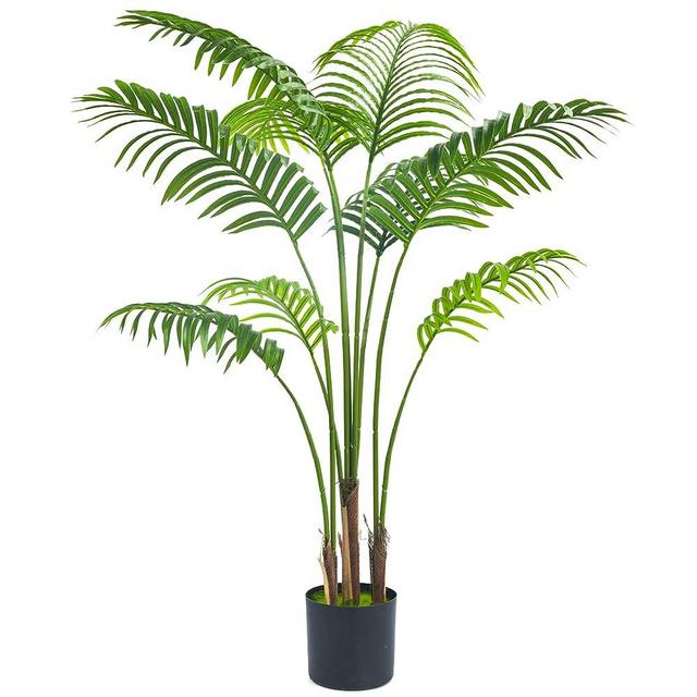 Aphighjoy 4FT Artificial Areca Palm Plant with Natural Trunks & Real Touch Leaves,Fake Palm Tree with Stable Pot, Faux Plant for Indoor Outdoor Modern Decor Housewarming Gift (4 Ft - 1 Pack)