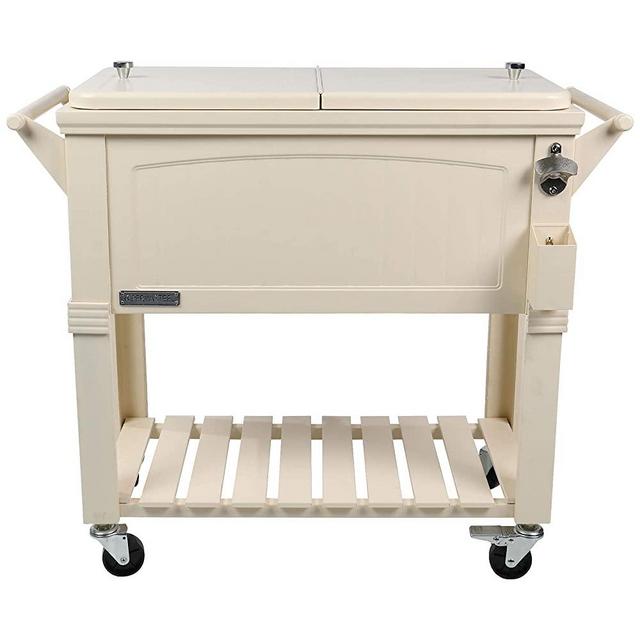 Permasteel PS-A203 F1-CR 80 Quart Portable Rolling Patio Cooler, White