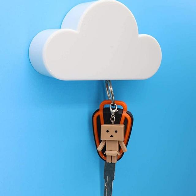 White Cloud Magnetic Key Holder for Wall, Creative and Unique Ornament, Strong Magnetic Force Can Hang Multiple Keys and Keychain, Easy to Install and Convenient to Use. (White)