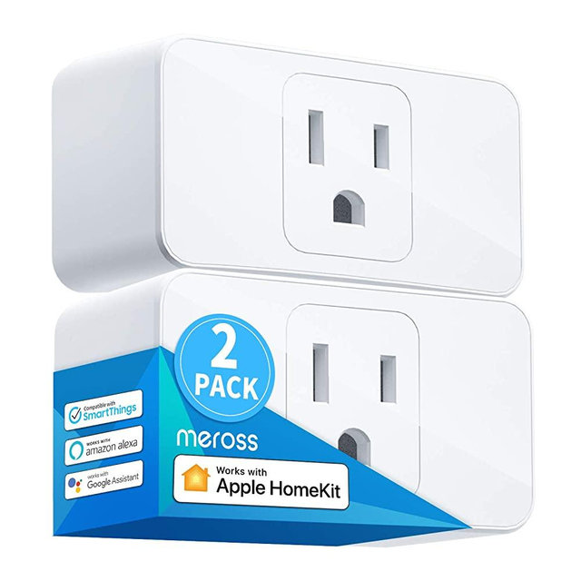 Meross Smart Plug Mini, 15A & Reliable Wi-Fi, Support Apple HomeKit, Siri, Alexa, Echo, Google Assistant, Nest Hub and SmartThings, App Control, Timer, No Hub Needed, 2 Pack