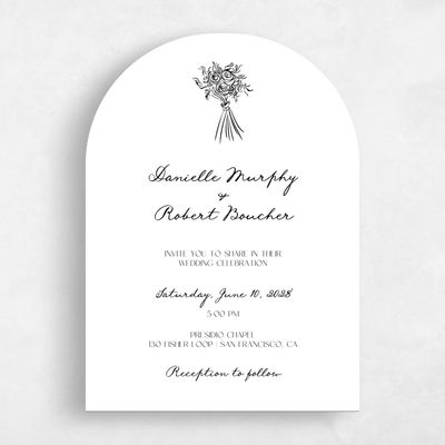 White Arch Wedding Invitation - Cerise Classic