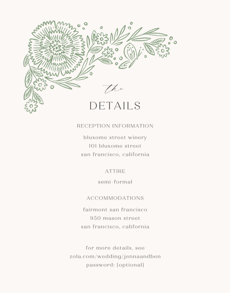 Keita | Bright Sage | Zola Wedding Enclosure Cards