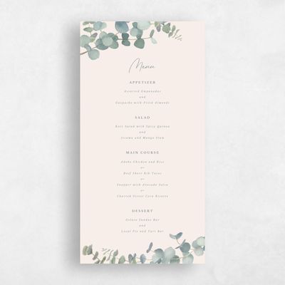 Linen, Beige Wedding Menu - Verde