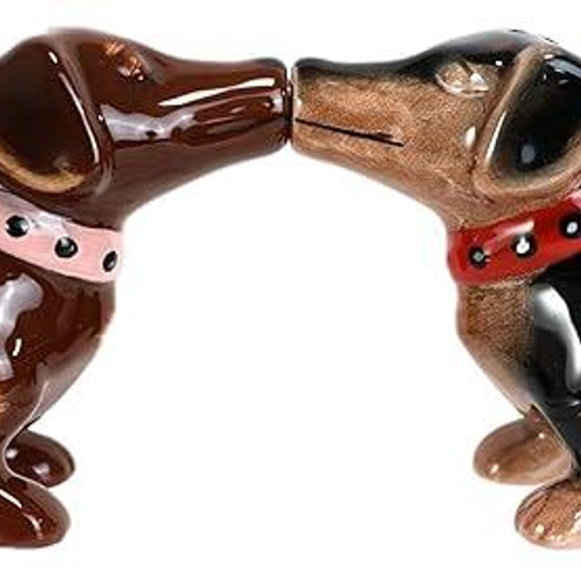 Ebros Gift Hot Dogs Sausage Wiener Black And Chocolate Dachshunds Pedigree Dog Breed Salt And Pepper Shakers Ceramic Magnetic Figurine Set 4.75"L Kitchen Dining Breakfast Table And Bar Accent