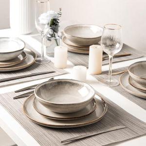 AmorArc Ceramic Dinnerware Sets,Handmade Reactive Glaze Stoneware Plates and Bowls Sets,Highly Scratch Resistant | Dishwasher & Microwave Safe Dishes Set,Service for 8 (24pc)