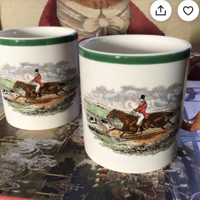 English Spode “Taking The Lead” Equestrian Cup Set of 2