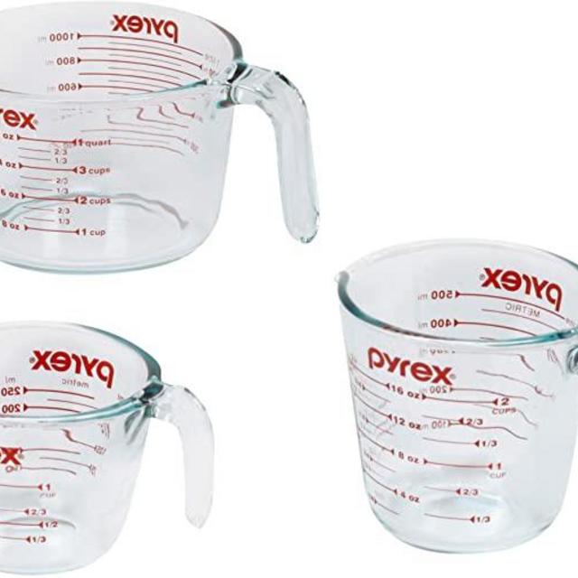 Pyrex Glass Measuring Cup 3-Piece Set, Clear