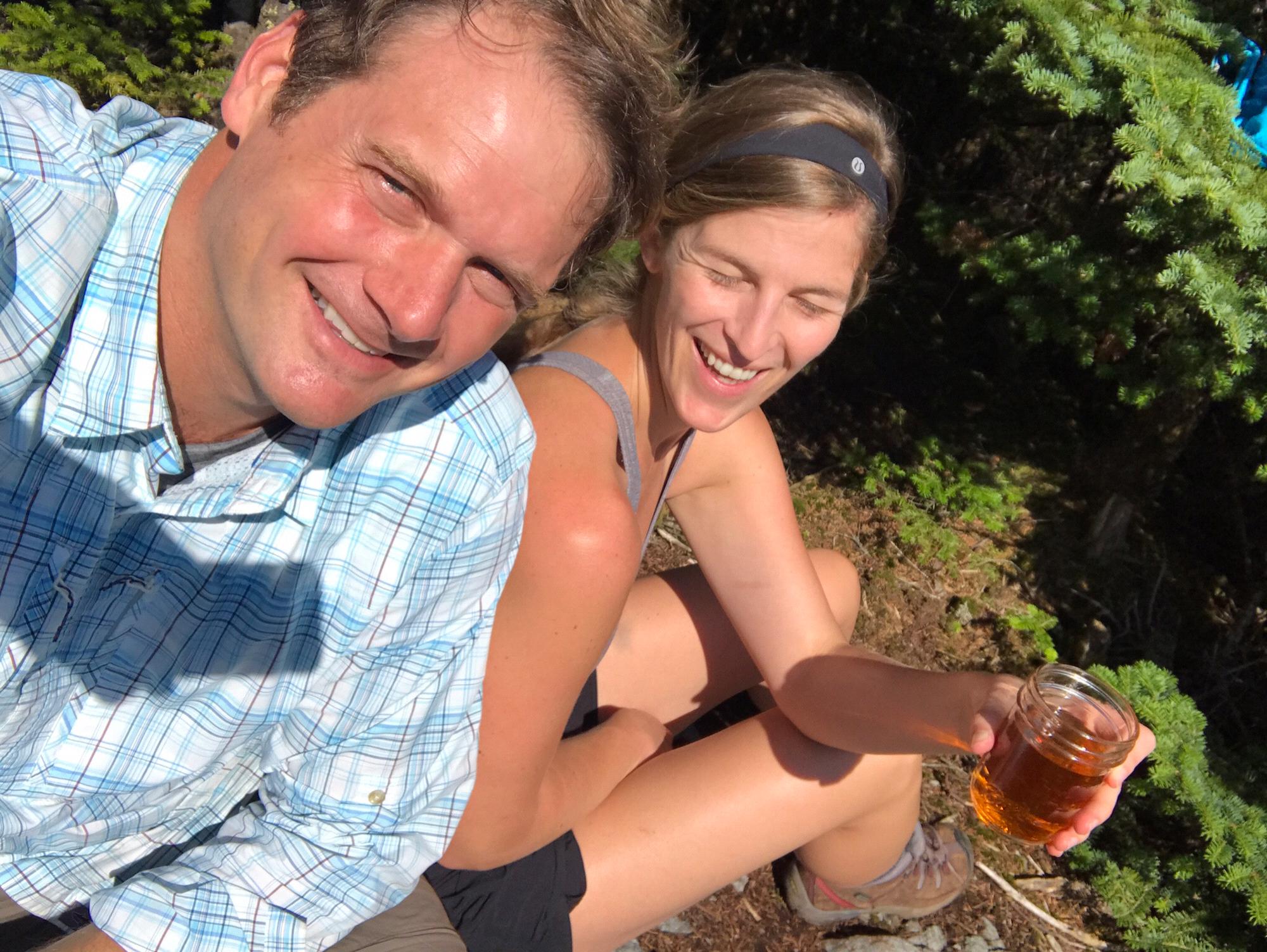 Happy hour on top of Mt Galehead, where we spent the night at the AMC hut