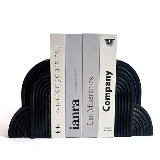 LIFFY Book Ends for Heavy Books,Aesthetic Geometric Decorative Bookends for Shelves,Resin Non Skid Home Book Stoppers to Hold Books for Bookshelf,Office,Study,Bookworm Gifts