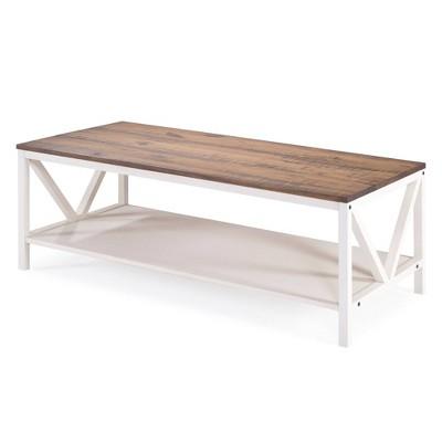Distressed Farmhouse Coffee Table Reclaimed Barnwood/White Wash - Saracina Home