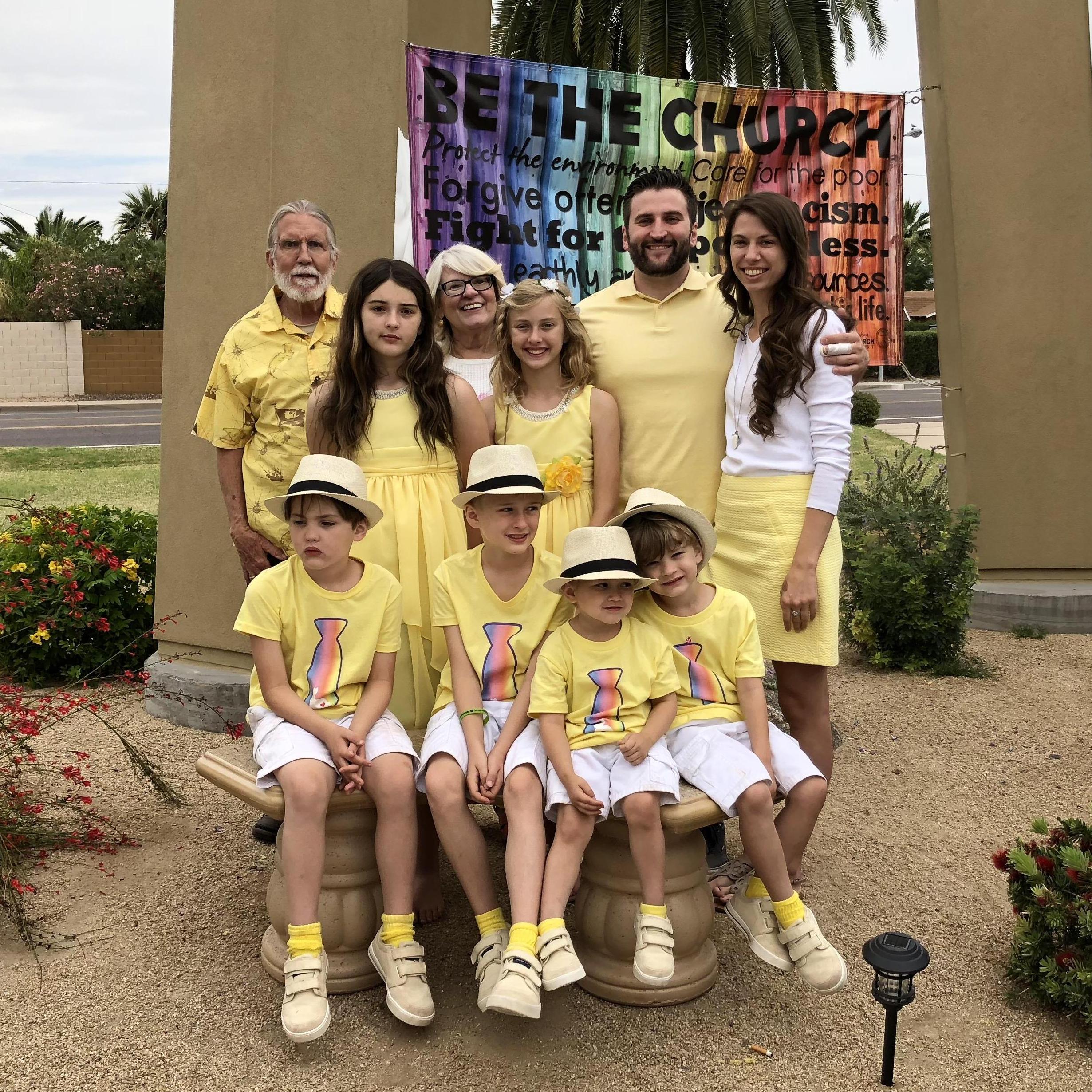Griffin's mom, Nancy, is known for her extraordinary matching outfits. Easter 2018 was Jeriann's first time participating!