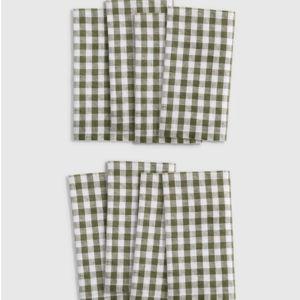 Olive European Linen Gingham Napkins (Set of 8)