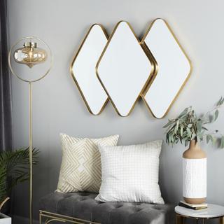 Golden Contemporary Triple Diamond Wall Mirror