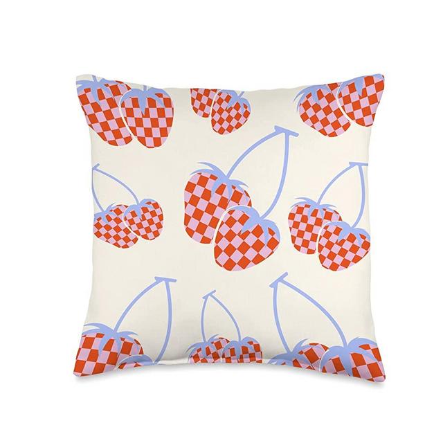 Danish Pastel Aesthetic Clothes Danish Pastel Aesthetic Strawberries Pattern Throw Pillow, 16x16, Multicolor