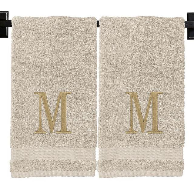 Custom Luxury Towels Monogrammed Hand Towels for Bathroom | Set of 2 | Genuine Turkish Towels | Choose Towel and Thread Color | A - Z | Monogrammed Towels with Embroidered Modern Font