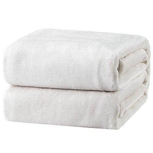 Bedsure Fleece Blanket Twin Size White Lightweight Blanket Super Soft Cozy Microfiber Blanket