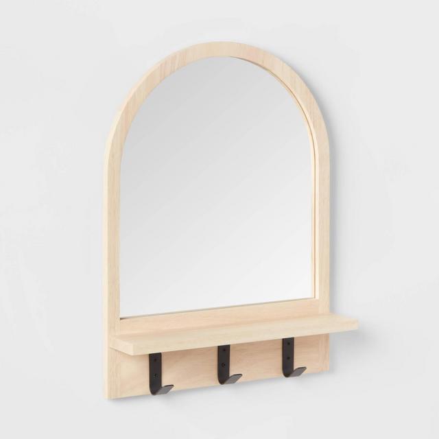 Wood Entryway Organizer with Mirror Light Wood - Brightroom™