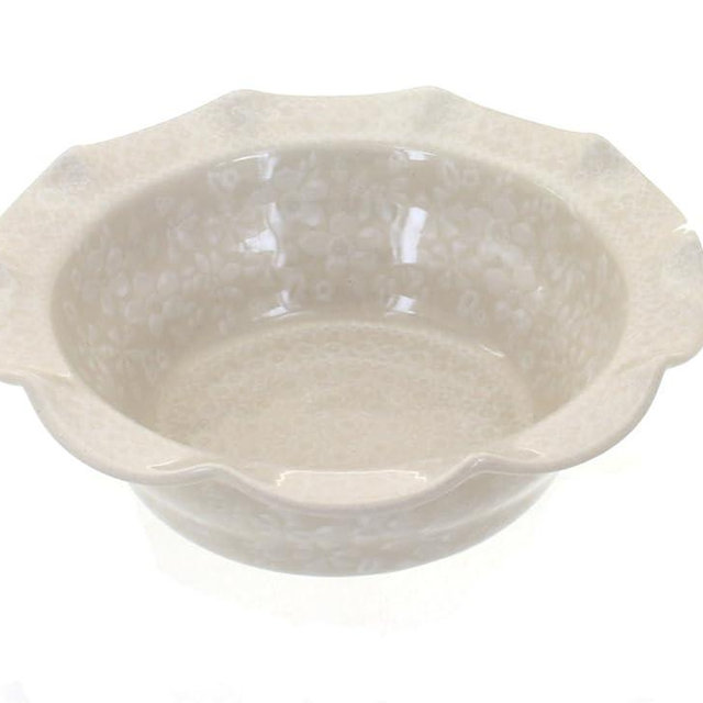 Blue Rose Polish Pottery - Off-white White Lace Small Scallop Serving Dish - 8" Diameter - Beautiful Serving Bowl for Special Occasions, Dinner Parties, Or Everyday Dining