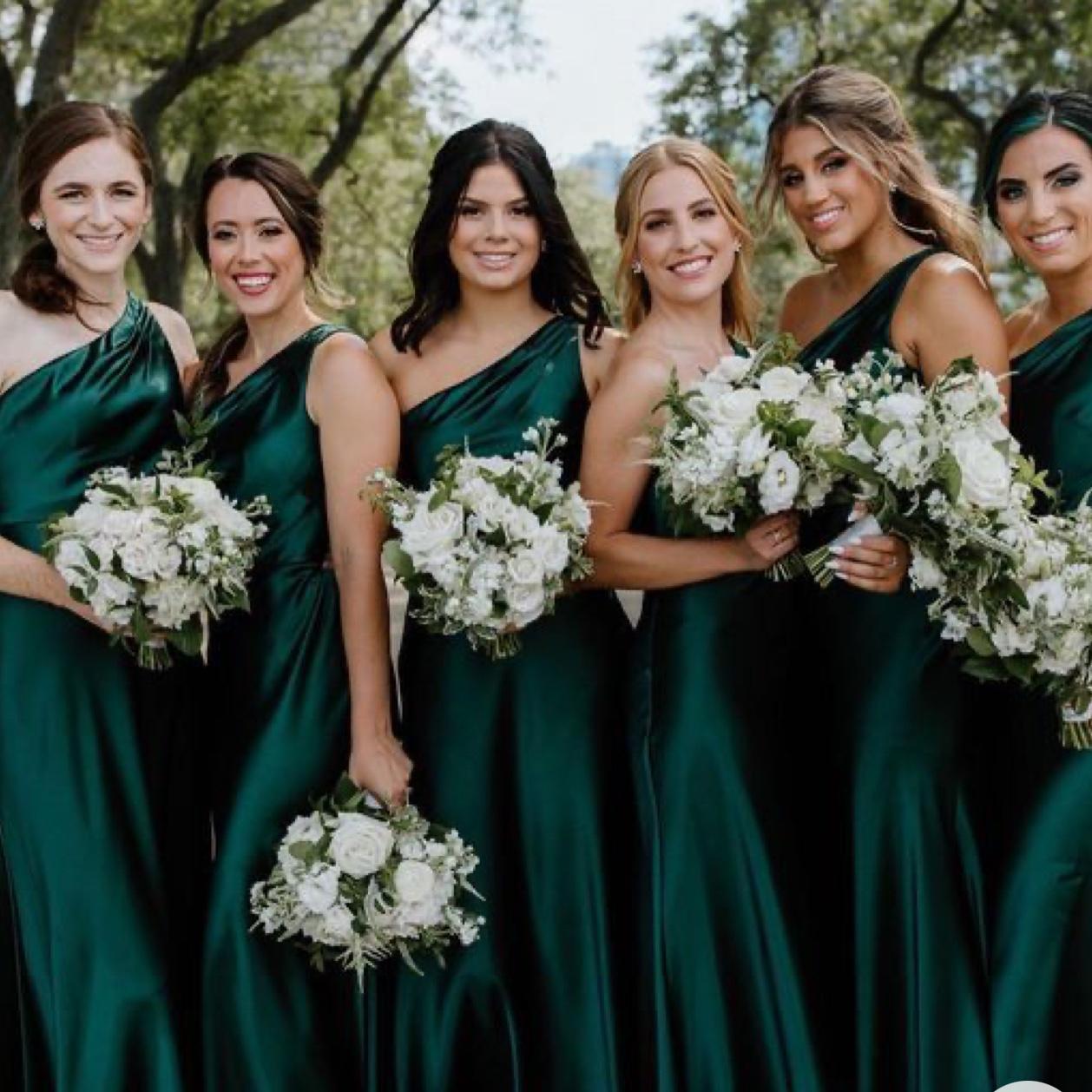 BRIDESMAID: EMERALD GREEN SILK LONG DRESS
