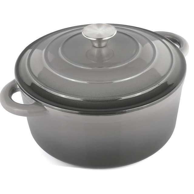 CookNexa 6 Quart Enameled Cast Iron Dutch Oven Pot with Lid, Oven Safe up to 500°F or on Stovetop, Non-stick Dutch Oven for Bread Baking, Cooking, Dual Handles Cookware, Grey