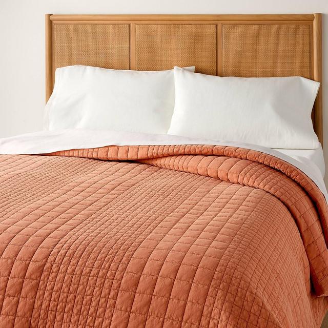 Full/Queen Grid Stitch Quilt Rust - Hearth & Hand™ with Magnolia