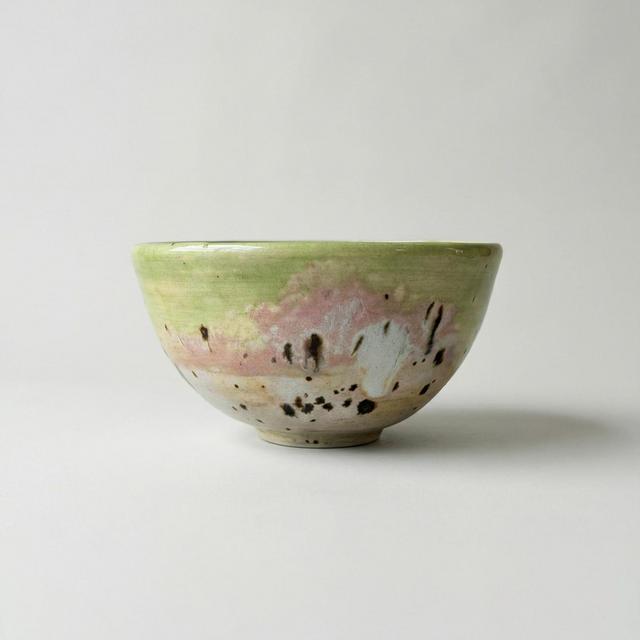 Cherry Blossom Inspired Ceramic Bowl, Handmade Pottery Bowl with Green Glaze