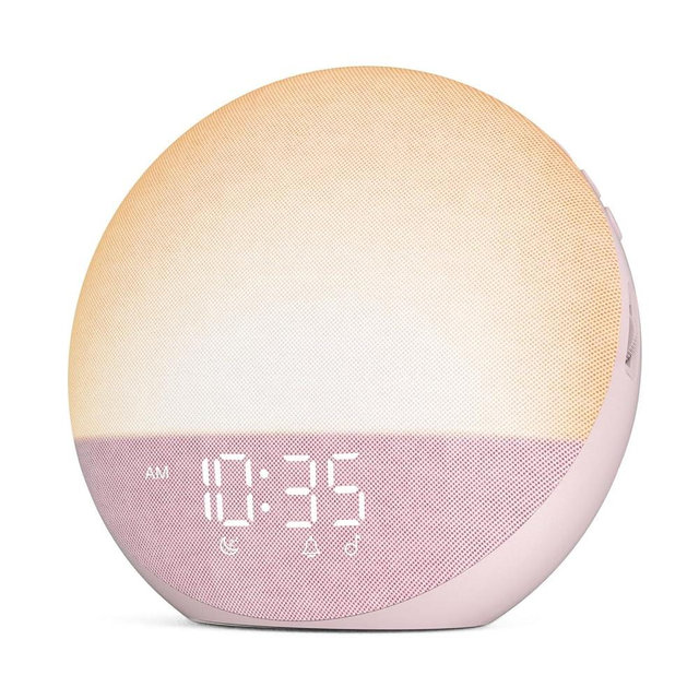 Odokee Sunrise Alarm Clock White Noise Machine: Natural Wake Up Light - Dimmable Clock with Bluetooth Speaker for Bedroom - 25 Sleep Sounds for Baby Adults Kids Sakura Pink