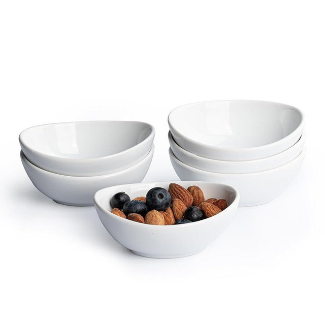 Familywood Dipping Bowls, 3 OZ Small Serving Bowls for Side Dishes,Set of 6 Mini Appetizer Plates for Condiment Sushi Ketchup BBQ Party, Porcelain Pinch Bowls, Tomato Sauce, Soy Sauce Dish Ceramic