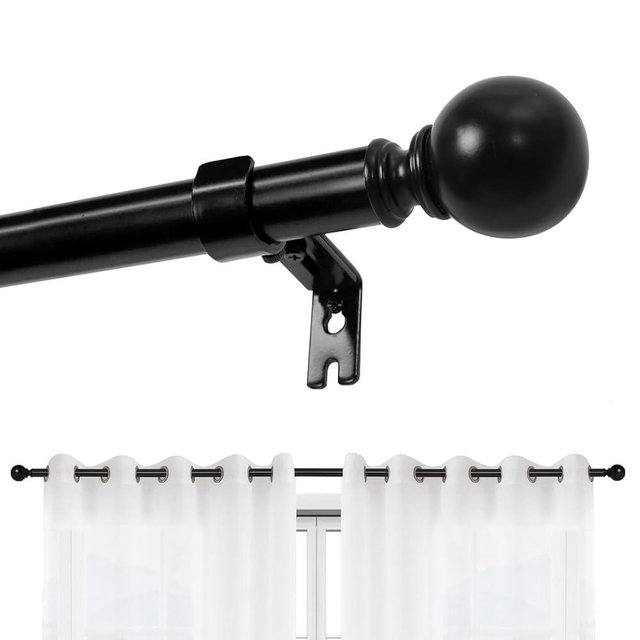 Joydeco Curtain Rods for Windows 66 to 120 Adjustable Black Curtain Rods for Bedroom,Sliding Glass Doors,Outdoor,Patio (Black,32"-120")