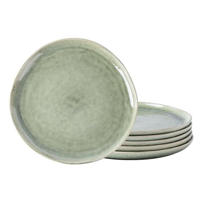 AmorArc Ceramic Dinner Plates Set of 6, 10.5 Inch Handmade Reactive Glaze Stoneware Plates, Rustic Shape Dinnerware Dish Set for Kitchen, Microwave & Dishwasher Safe, Scratch Resistant