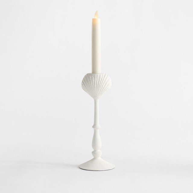 Nautilus Taper Holder – White – Clam Shell