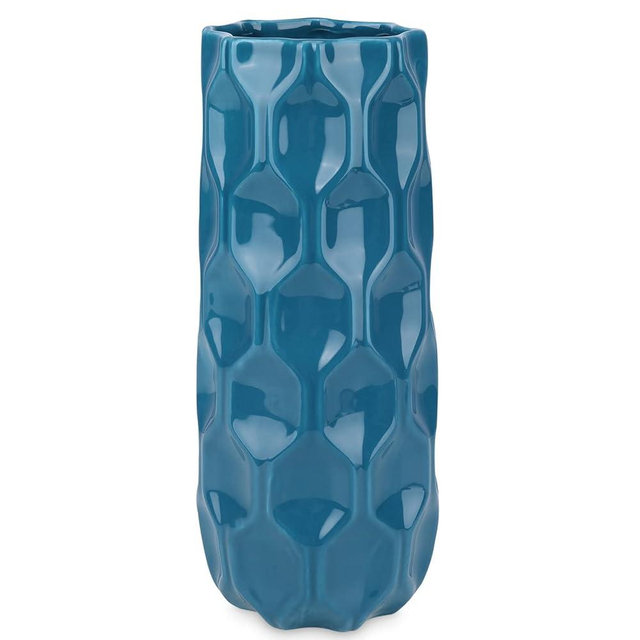 Bdor Ceramic Vase, 11in Flower Vase, Blue Honeycomb Vase for Room Decor, Modern Farmhouse Home DéCor Accents, Living Room Decor, Book Shelf, Mantel and Minimalism Dining Coffee Table Decor.