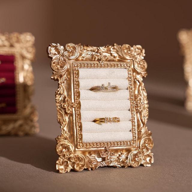 Gold Ring Organizer Vintage Jewelry Display Frame Diamond Holder Photography Prop Wedding Decor Engagement Gift For Her Daughter Birthday
