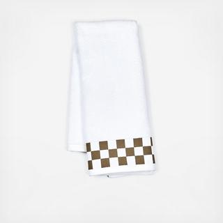 Mocha Check Cotton Border Hand Towel