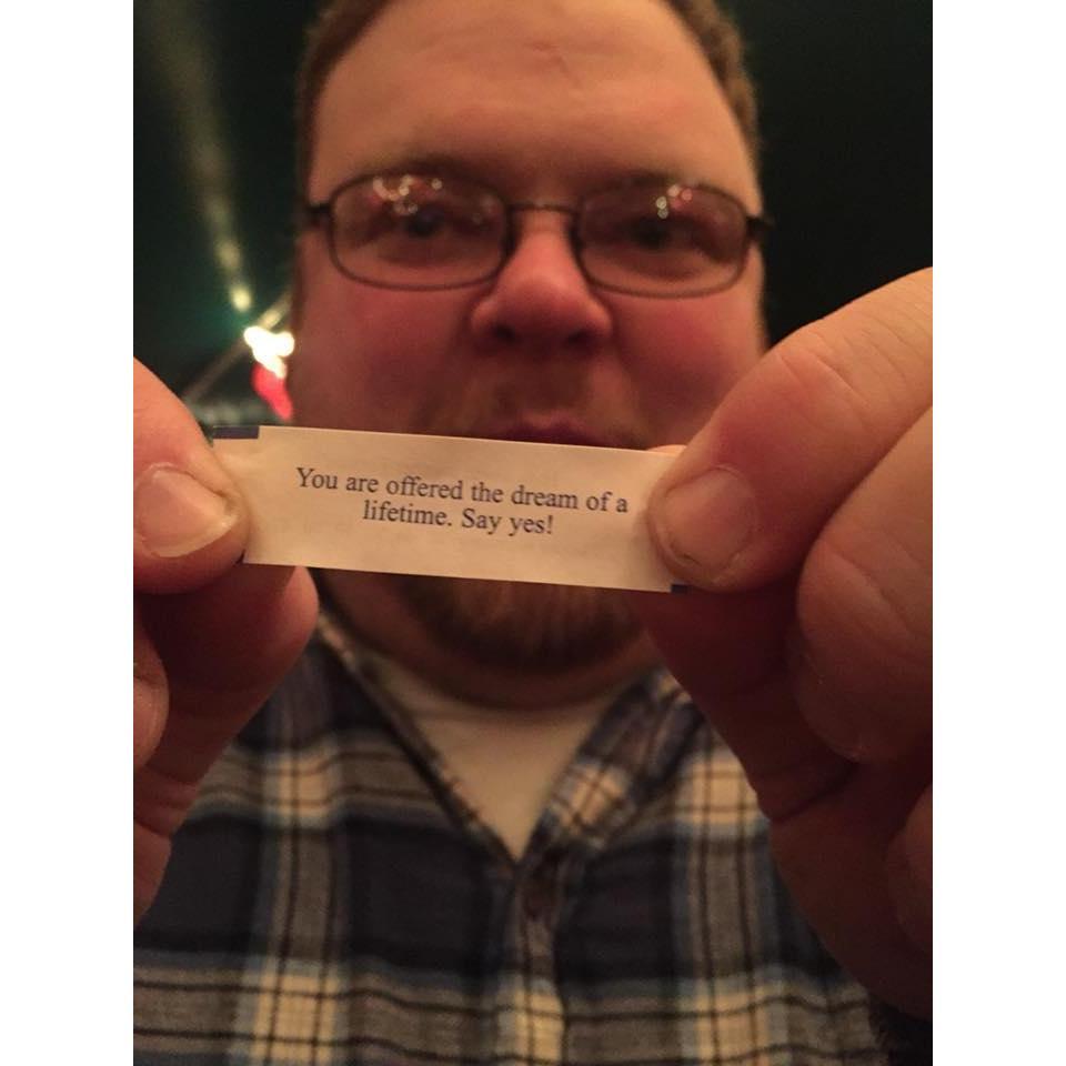 This was the week before the proposal. Amanda got this fortune at the Lanterns Festival.  She asked Eric to hold it so she could take a pic of it.  Little did she know he was planning his proposal...