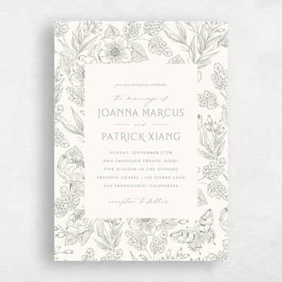 Green Wedding Invitation - Briallen Portrait