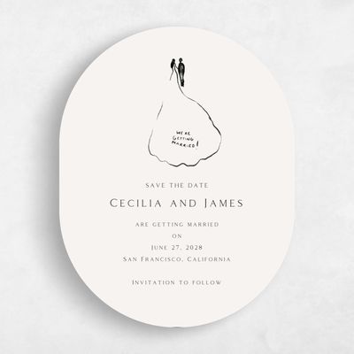 Beige Oval Wedding Save the Date - Dunluce Portrait