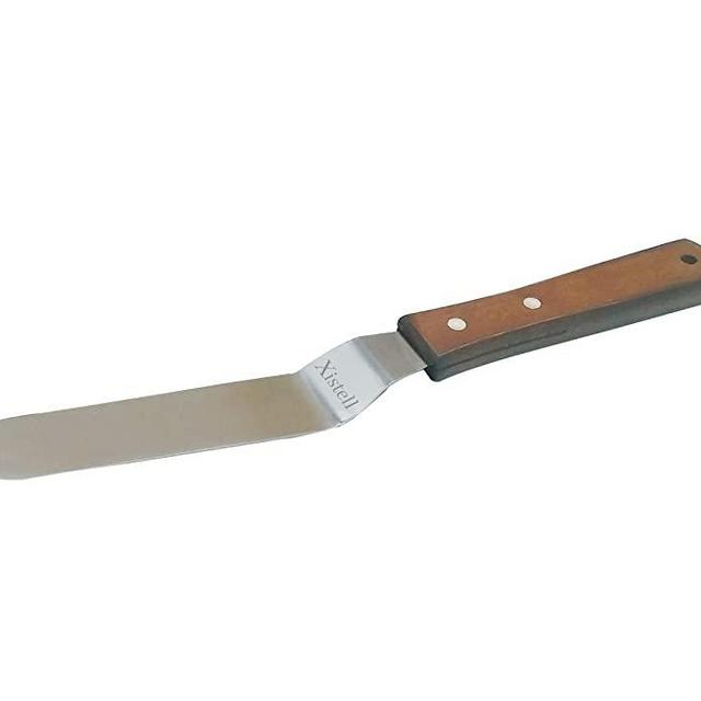 Angled Icing Offset Spatula Stainless Steel 6" Merbau Wooden Handle Cake Decorating Frosting Spatula