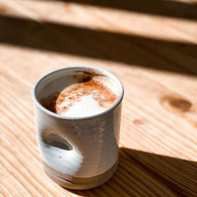 Thumb Cup, hand thrown stoneware pottery mug by Hanselmann Pottery