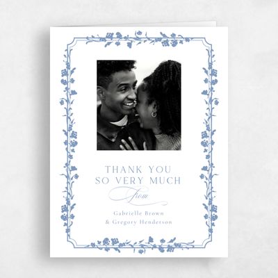 Blue Monogram Wedding Thank You - Emelina Photo