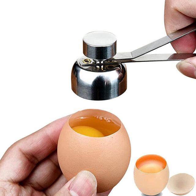 Stainless Steel Egg Cracker Tool - Handheld Egg Cracker Holder Container Egg Topper Eggshell Cutter - Double Egg Opener Topper Cutter - Egg Shell Opener Topper Cutter for Breakfast Kitchen Gadgets