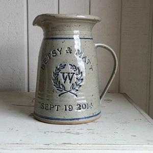 Personalized Stoneware Wedding Anniversary Pitcher