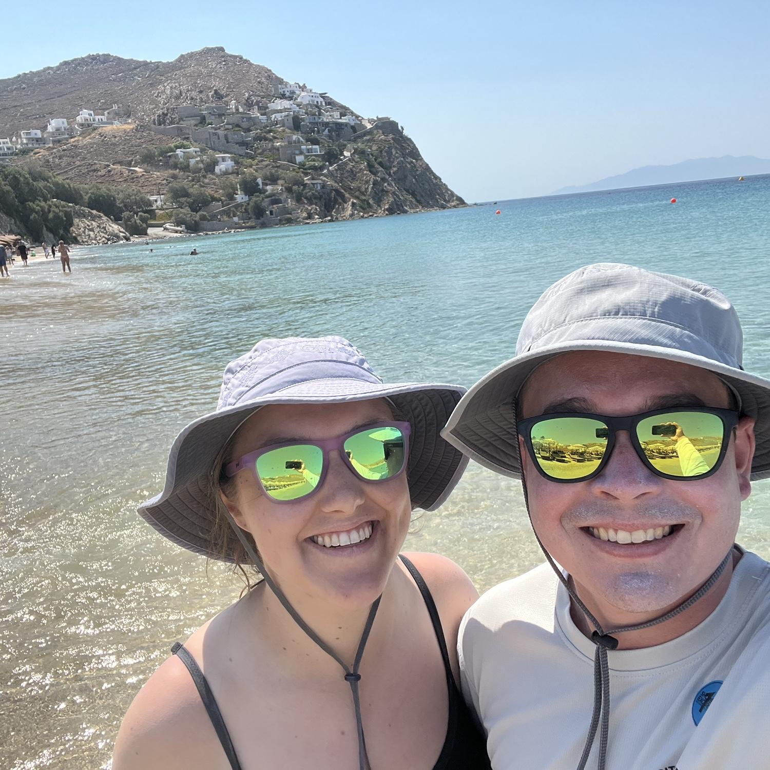 Our beach day in Mykonos, Greece. One of the coolest beaches we've ever been to!