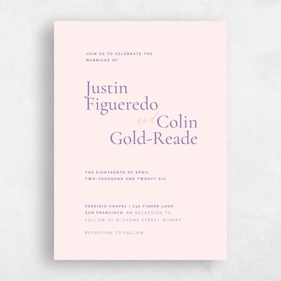 Lightest Blush, Pink Wedding Invitation - Violetta Classic