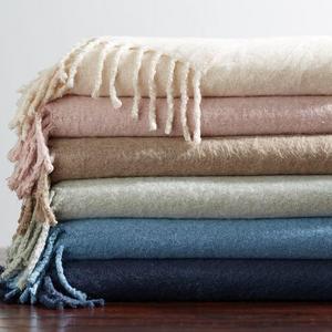 Taupe Solid Faux Mohair Oversized Throw